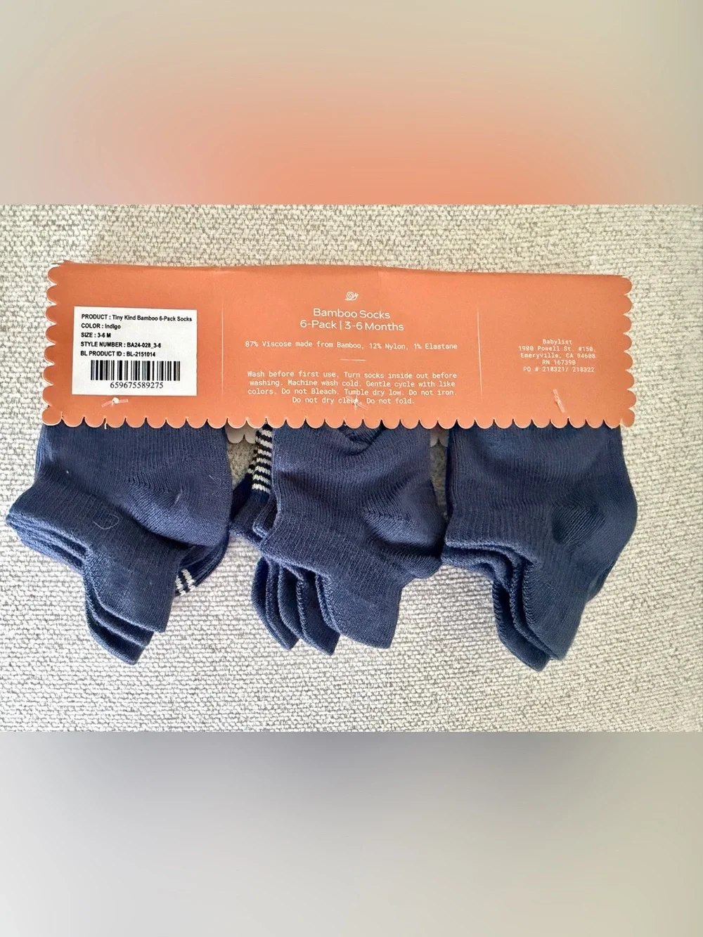 NWT! Tiny Kind Bamboo Viscose Socks (6 Pack) - Indigo